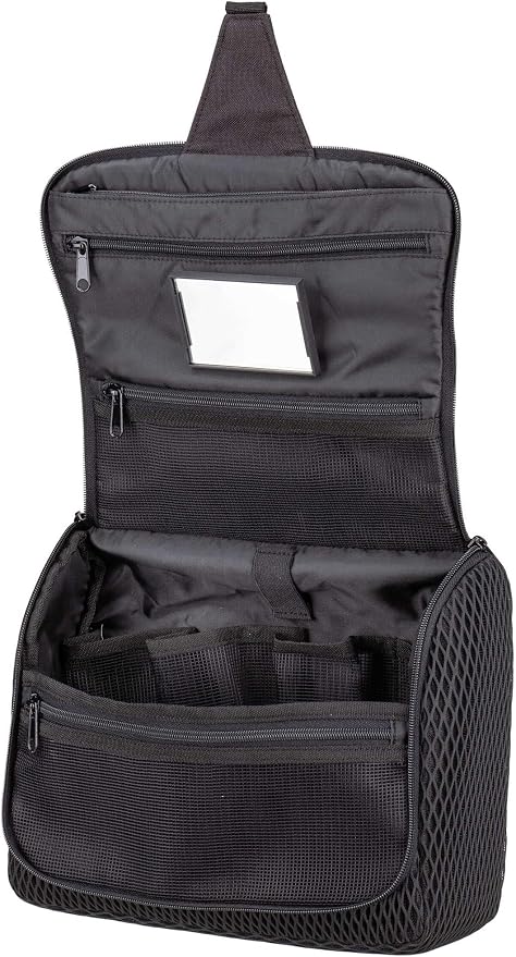 reisenthel Toiletbag XL Practical Toiletry Bag with Hook, Water-Repellent Material, Mesh black., 28 cm, Cosmetic bag - Image 3