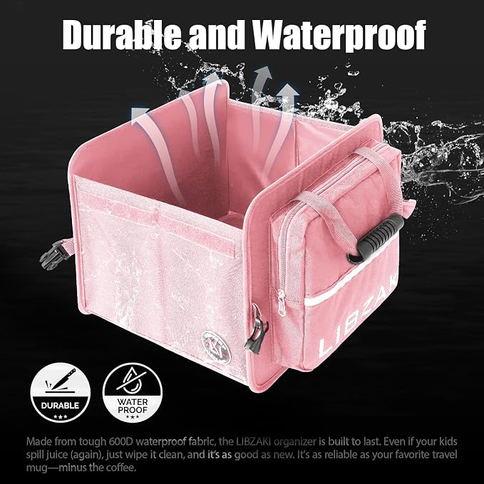 LIBZAKI Car Trunk Storage Organizer, Collapsible Trunk Storage Box for Car Truck SUV-Pink - Image 2