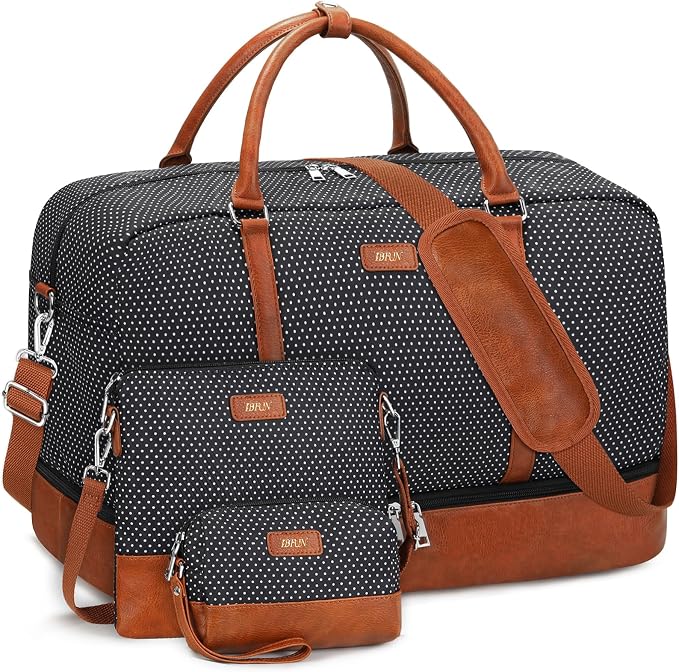 IBFUN Weekender Bags for Women, 21" Weekender Travel Bag, Travel Duffle Bag with Shoe Compartment Carry on Overnight Duffel Bag for Weekend Travel Business Trip, 3PCS by IBFUN