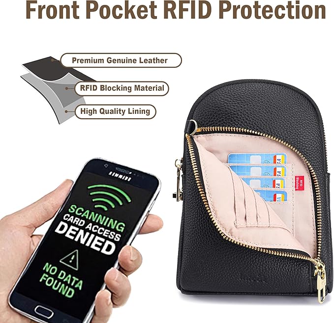 INICAT RFID Blocking Sling Bag,Anti Theft Crossbody Bags for Women,Travel Gifts Fanny Pack Cross Body Purses Woman Leather