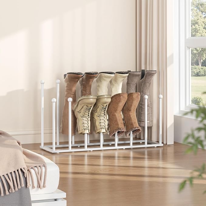 pickpiff Free Standing Shoe Racks - White Metal Boot Rack Organizer Tall Boots for Dorm Room, Closet, Entryway, Bedroom, Patio Outdoor, Hallway, White, Shoe Storage Fit for 8 Pairs - Image 5