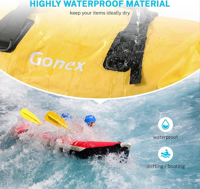 Gonex Extra Large Waterproof Dry Duffel Bag, Roll-Top PVC Gear Bag | Waterproof PVC, Roll-Top Closure, Wet Pocket, Shoulder & Hand Carry, Kayaking, Paddleboarding, Travel - Image 2