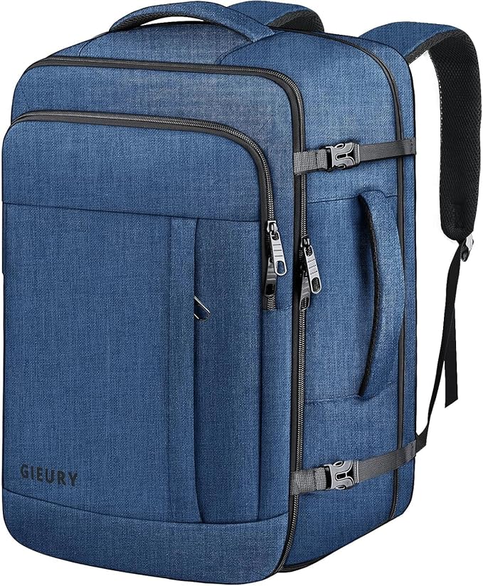 Carry On Backpack, Extra Large 50L Travel Backpack for Men & Women, Expandable Backpack For Airplanes, 17 Inch Laptop Backpack, Luggage Suitcase 40L Daypack Lightweight Business Weekender Bag, Blue by Gieury