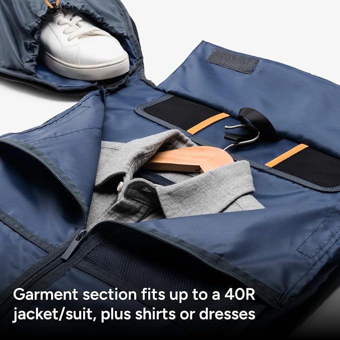 Halfday Convertible 2-in-1 Premium Garment Duffel Weekender Bag 40L: Wrinkle-Free Travel (Hanging Suit Compartment, Shoe Pockets, Trolley Sleeve), Balistic Nylon Carry-on, Pacific - Image 2