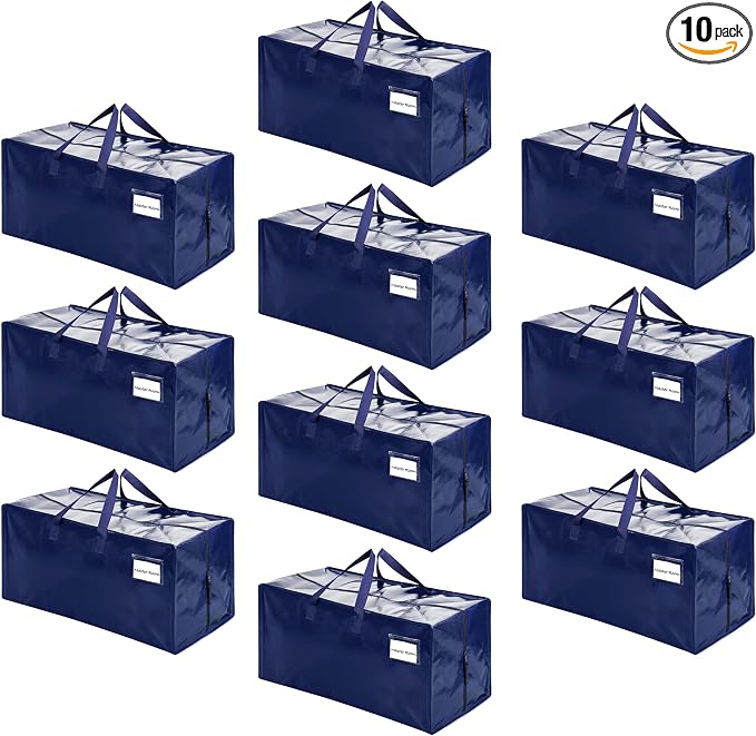 VENO 10 Pack Heavy Duty Moving Bags with Backpack Straps, Zippers & Handles, Extra Large Packing Bags for College Dorm Essentials, Moving Supplies Alternative to Cardboard Moving Boxes by Veno