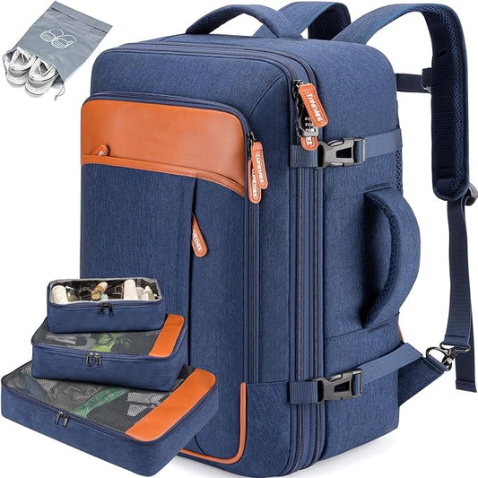 Lumesner 40L Expandable Carry On Travel Backpack with 4 Packing Cubes | Flight Approved, Fits 17 inch Laptop, Water-resistant, Suitcase Backpack, Business Weekender Luggage, Gift for Men & Women by Lumesner