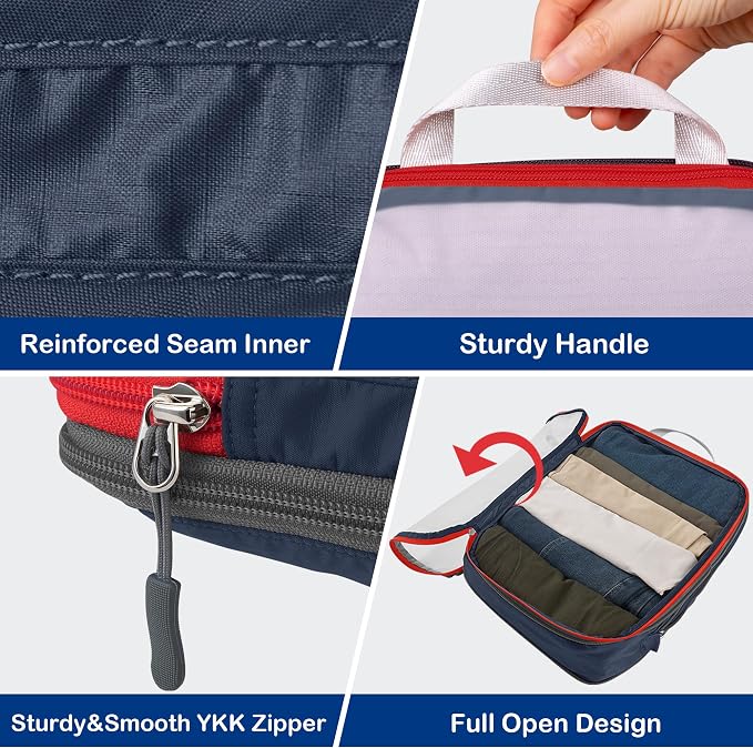 Cipway Compression Packing Cubes, See Through Mesh Luggage Organizer Bags, Travel Essentials for Carry on Suitcase with Laundry Bag and Clear Toiletries Bag（6 Pcs,Blue） - Image 5