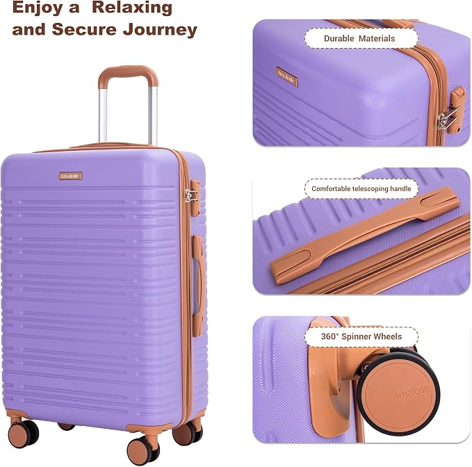 Amalodie Luggage Sets 5 Piece Suitcases with Double Spinner Wheel,Suitcase Set ABS Hard Case Luggage with TSA Lock and Durable Waterproof Travel Luggage - Image 9