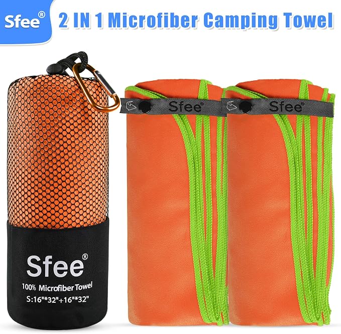 Sfee 2 Pack Microfiber Travel Towel, Quick Dry Towel Camping Towel Beach Towel Super Absorbent Compact Lightweight Sports Gym Towels Set for Beach, Gym, Hiking, Pool, Backpacking, Bath, Yoga - Image 6