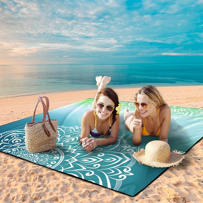 WIWIGO Beach Blanket Waterproof Sandproof Beach Mat 79" X 83"/10'x9'for 2-8 Adults Quick Drying Outdoor Picnic Mat Beach Accessories for Travel, Camping, Hiking - Image 6