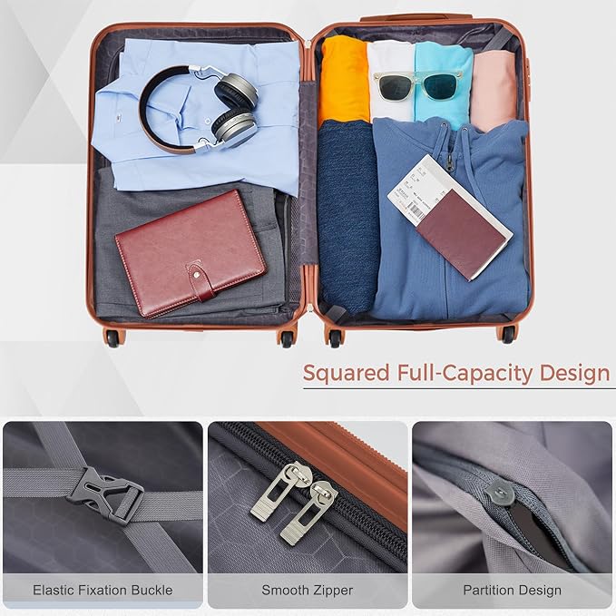 Luggage 3 Pcs ABS Hardside Luggage Sets Spinner Wheels Suitcases - Image 5