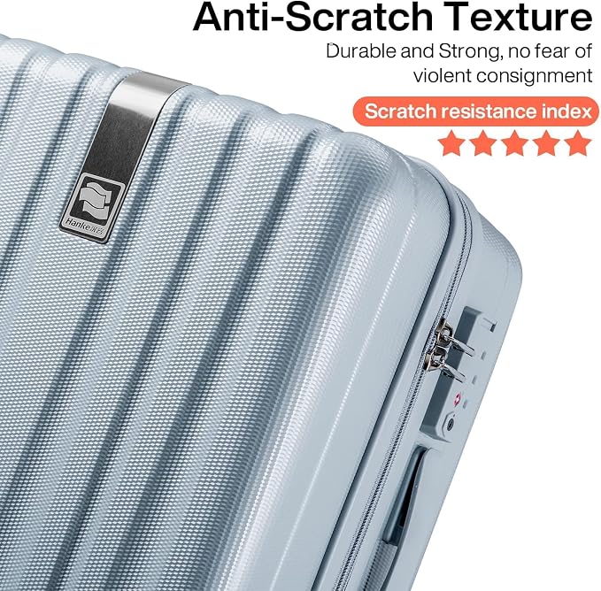 Hanke Luggage Sets 3 piece Carry On Luggage with Wheels PC Hard Shell Suitcases Lightweight Checked Travel Luggage Large Travel Suitcase Woman Men 20/24/29 Inch(Grey) - Image 6