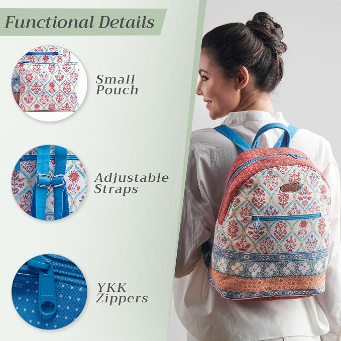 Maison d' Hermine Backpack for Women Men Cotton Shoulder Multipurpose Rucksack with Small Pouch Lightweight Multi Pocket Bag for Travel Work Beach Perfect for Spring Summer (Romane) - Image 4