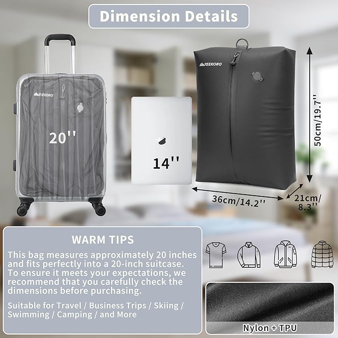 Upgraded Vacuum Bag for Travel, Professional IPX8 Waterproof Reusable Vacuum Compression Bags for Travel Suitcases, Durable Space Saver Bag - Image 2
