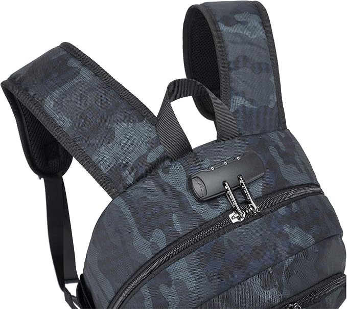 Tzowla Travel Laptop Backpack Water Resistant Anti-Theft Bag with Giant Tumbler Holder Pocket and Lock 15.6 Inch Computer Business Backpacks for Women Men Work College Gift,Casual Daypack(BlueCamo) - Image 4