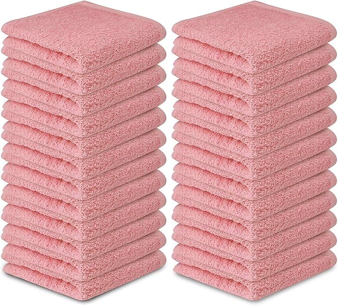 100% Cotton Washcloths 60 Pack (12x12 Inches) Soft, Highly Absorbent Washcloth, Face Towels, Wash Cloths for Face, Ring Spun, Bulk Pack (Pink) - Image 6