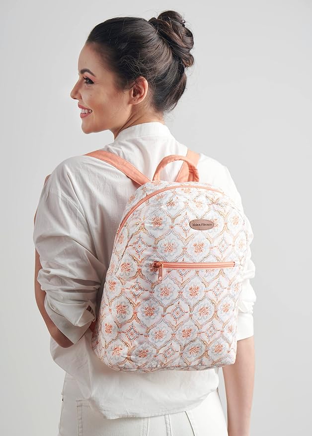 Maison d' Hermine Backpack for Women Men Cotton Shoulder Multipurpose Rucksack with Small Pouch Lightweight Multi Pocket Bag for Travel Work Beach Perfect for Spring Summer (Fair Isle) - Image 7