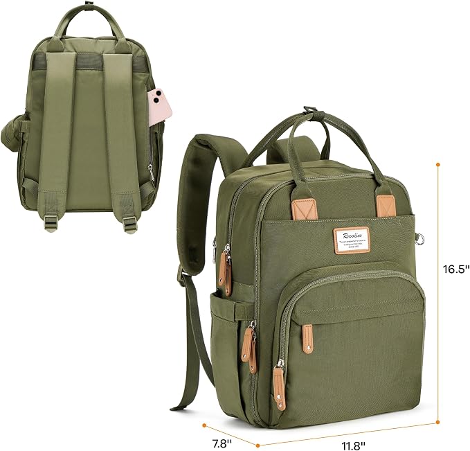 RUVALINO Diaper Bag Backpack - Multifunction Travel Back Pack Maternity Baby Changing Bags, Diaper Changing Totes, Large Capacity, Waterproof and Stylish, Baby Travel Essential, Army Green - Image 9
