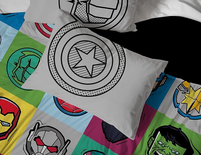 Marvel Avengers Iron Man Queen Comforter Set 7 Piece Kids Bedding, Multi | Hulk Captain America Thor, Bed in a Bag, Comforter Sheets Shams Pillowcases, Soft Microfiber, Machine Washable, Boys Gift - Image 5