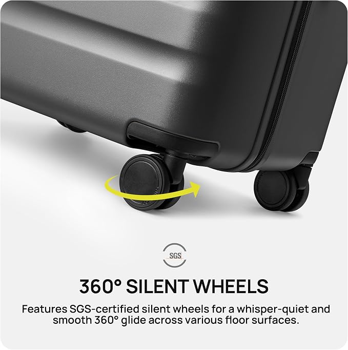 NINETYGO Carry On Luggage 22x14x9 Airline Approved, 20 Inch Luggage with Smooth Spinner Wheels, Lightweight, Hard Shell PC Suitcase Carry-On, Travel Luggage, TSA Approved (Black, Rhine Basic2.0) - Image 7
