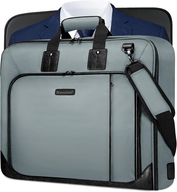 Noozion Garment Bag for Travel, Large Carry On Suit Bag for Business Up to 3 Suits, Wrinkle Free Garment Bag for Hanging Clothes with Shoulder Strap, Laptop Compartment, and Wet-Dry Pocket by Noozion