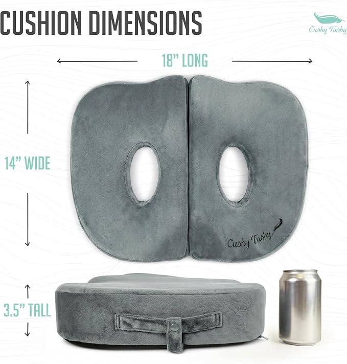 Cushy Tushy Seat Cushion | Premium Foldable Sit Bone Cushion for Pressure Relief, Hip, Hamstrings & Sciatica Comfort | Butt Pillow | Ergonomic Ischial Tuberosity Support for Home, Office & Driving - Image 2