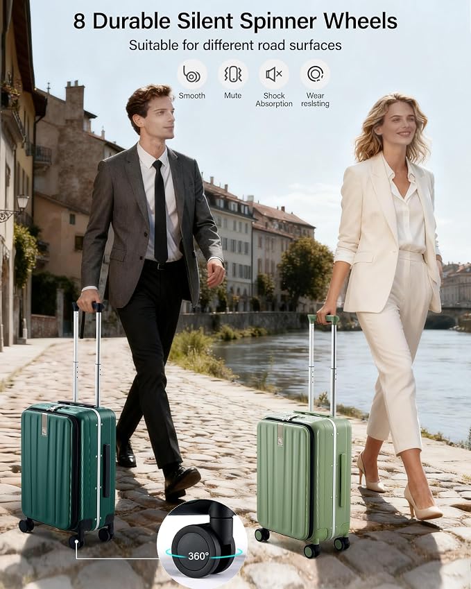 Hanke 26 Inch Large Checked Luggage PC Hard Shell Luggage Top Opening Travel Luggage Suitcases with Wheels for Woman Men.(Dark Green) - Image 7