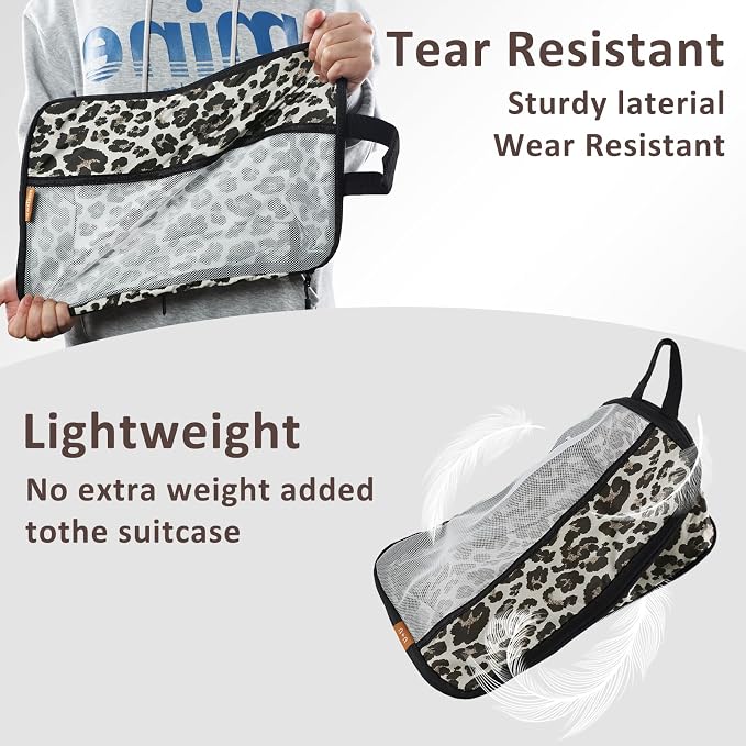 U+U 6 Set Compression Packing Cubes - Travel Organizers with Laundry Bag, Space-Saving Suitcase Organizer, Expandable Packing Organizers for Travel Essentials (Leopard) - Image 5