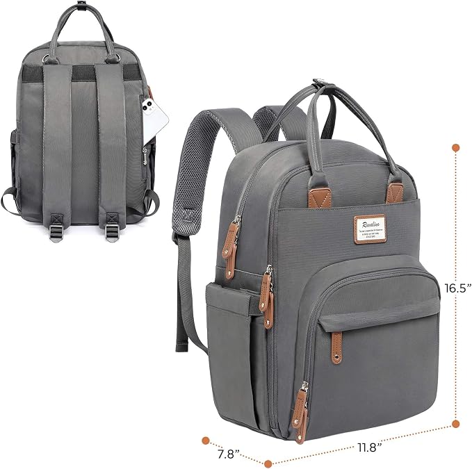 RUVALINO Diaper Bag Backpack, Multifunction Travel Back Pack Maternity Baby Changing Bags, Large Capacity, Waterproof and Stylish, Iron Gray - Image 9