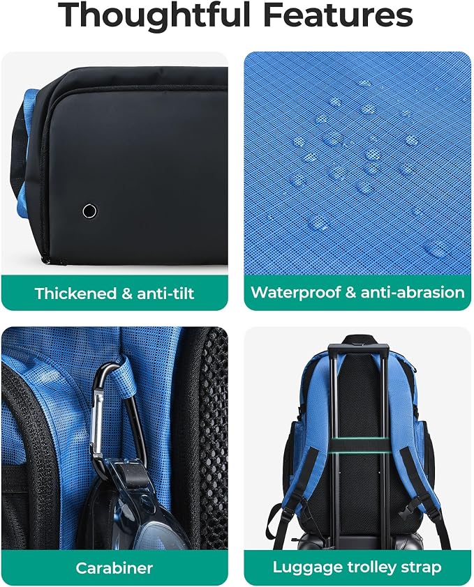 BAGSMART Gym Backpack for Men with Shoe Compartment for Multi-Sport | Water-Resistant Multi-Sport Gym Storage, Expandable Pocket Fits Basketball, Football, Shoe Compartment Separates Swim Gear - Image 6