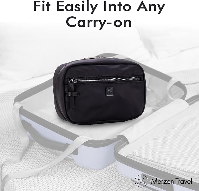 The Tomorrow Kit from, Hanging Toiletry Bag with Dual Compartments, Organized Travel Toiletry Organizer with Hook Closure, Made from Sturdy Water Resistant Nylon, HNG-732-BLK, Black - Image 3