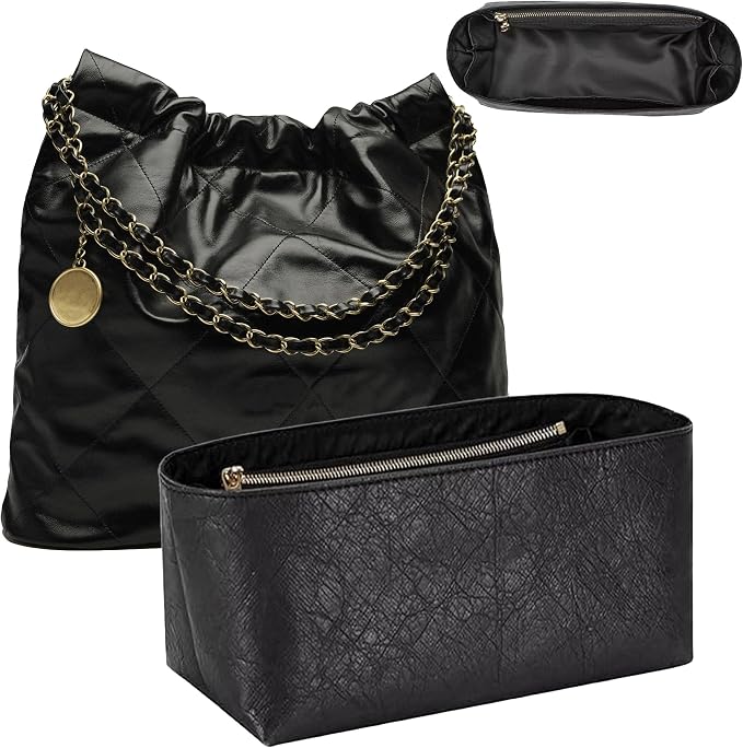 Doxo Purse Organizer Insert for CHANEL 22 Handbag, Lightweight Water-Resistant Bag Organizer insert with YKK Zipper Pocket, DupontPaper and Nylon Lining for Optimal Protection Organization (Mini) by Doxo
