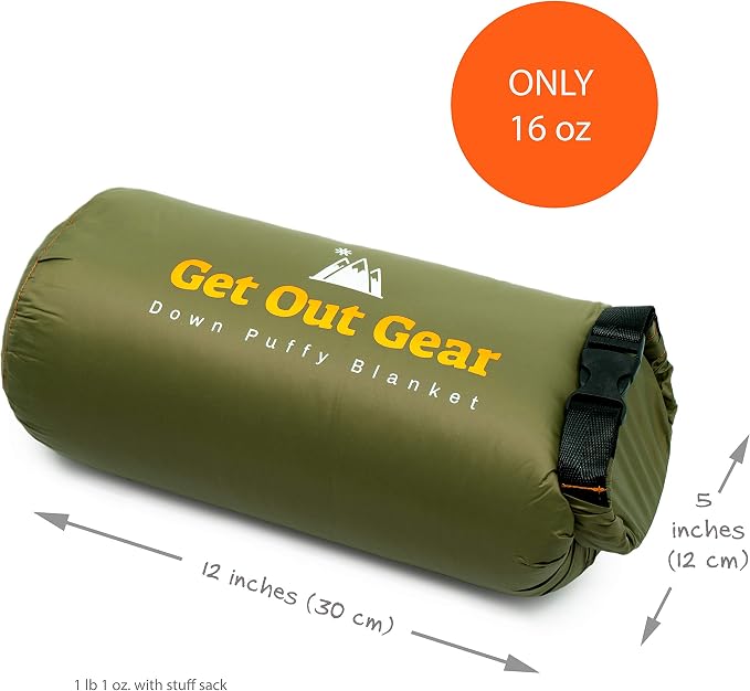 Get Out Gear Down Camping Blanket - Puffy, Packable, Lightweight and Warm | Ideal for Outdoors, Travel, Stadium, Festivals, Beach, Hammock | 650 Fill Power Water-Resistant Backpacking Quilt - Image 5