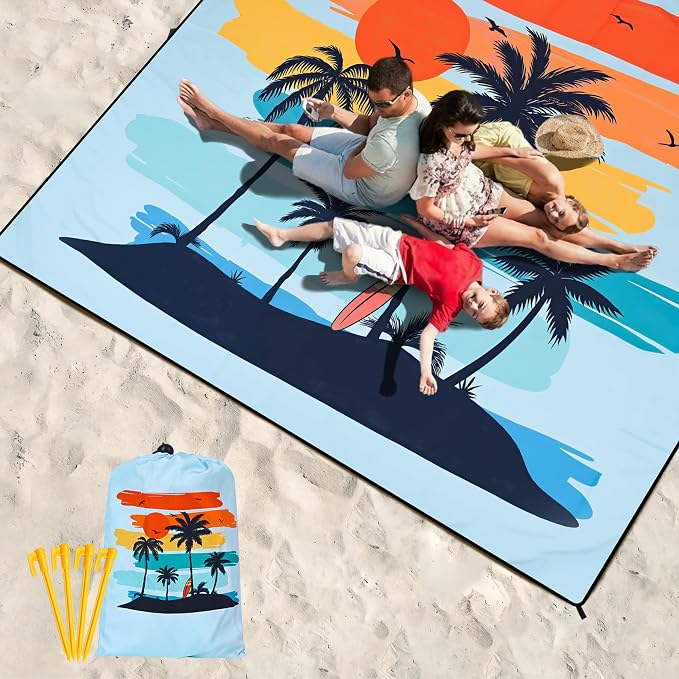 HIHOHO Beach Blanket Waterproof Sandproof Extra Large Beach Mat 79" X 83"/120"x108"for 1-8 Adults Quick Drying Durable Outdoor Picnic Mat for Beach Travel Camping Hiking - Image 6