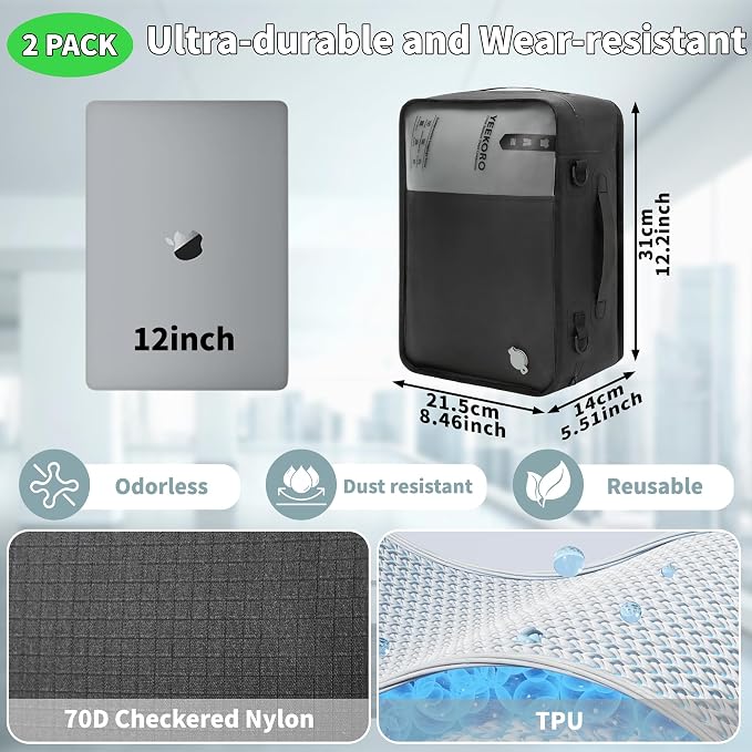 Compression Packing Cubes, Vacuum Bags for Business Trip, Professional IPX8 Reusable Travel Packing Cubes for 20 inch Suitcases, Organizer Bags for Luggage for Women & Men(2 pack, with Pump) - Image 2