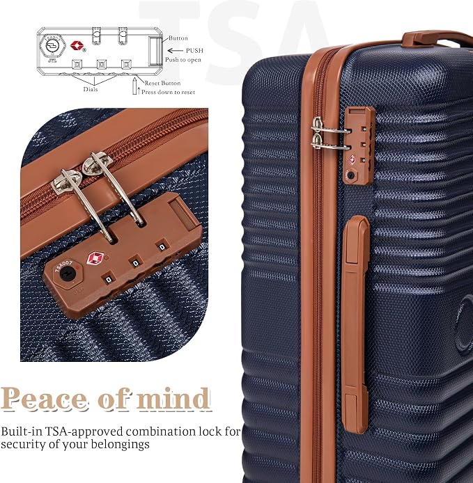 Carry on Luggage 22x14x9 Airline Approved, Suitcases with Wheels Hardshell, Lightweight Hardside Luggage Set with TSA Lock, 20Inch Blue Carry on Suitcase - Image 5