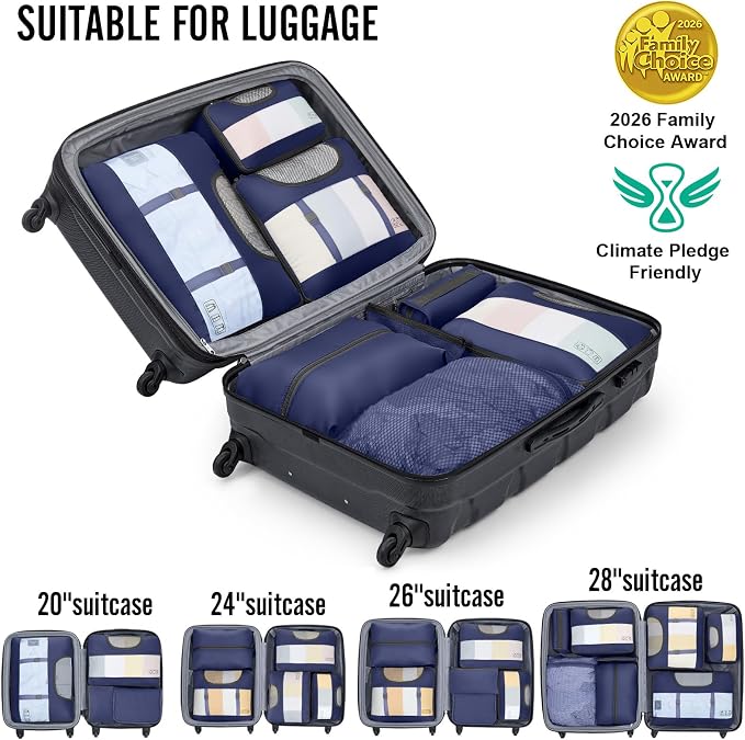 Veken 10 Set Packing Cubes for Travel Essentials,Anti-Wrinkle Buckled Suitcase Organizer for Shoe & Toiletry Bag,Carry On Luggage Bag with 99+ Count Mesh Holes for Airplane & College Dorm Accessories - Image 5