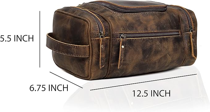 VC VINTAGE COUTURE Leather Toiletry Bag for Men Extra Large Leather Men's Toiletry Bag for Traveling Real Leather Dopp Kit for Men Leather Shaving Bag for Travel - Image 9
