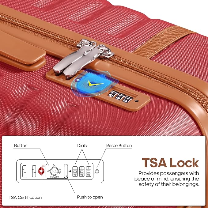 3 Piece Luggage Set, Durable ABS Hardshell Carry On Suitcase Set with Silent Spinner Wheels, YKK Zipper & TSA Lock, Lightweight Large Travel Checked Luggage,20/24/28 Inch - Image 3
