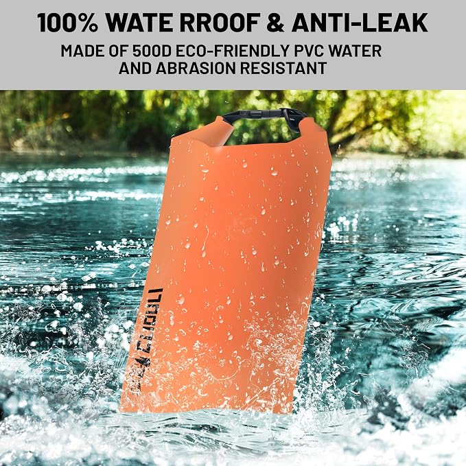 Waterproof Dry Bag,Roll Top Orange Small Waterproof Backpack 2L/5L/10L/20L/30L/40L Floating Lightweight Bags for Kayaking, Boating, Fishing, Swimming Camping with Waterproof Phone Case - Image 2