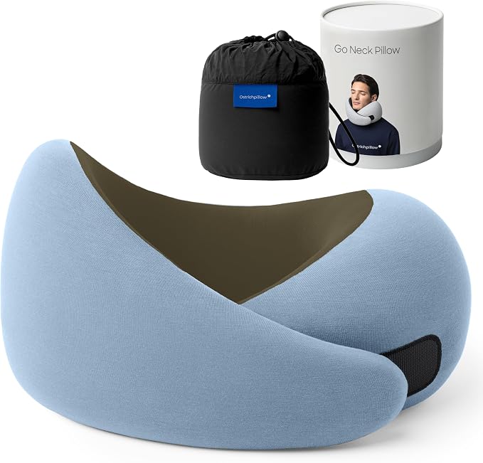 Ostrichpillow GO Travel Pillow, 360° Memory Foam Support, Soft & Washable by Ostrichpillow
