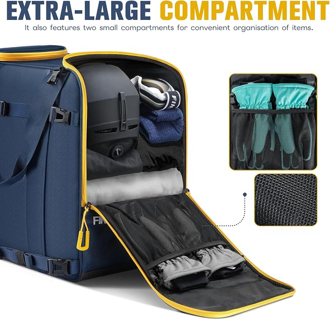 findway Ski Boot Bag, 55L Ski Boot bag Backpack 1680D Waterproof for Skis, Ski Helmet, Ski Boots, Snowboard & Accessories - Image 3
