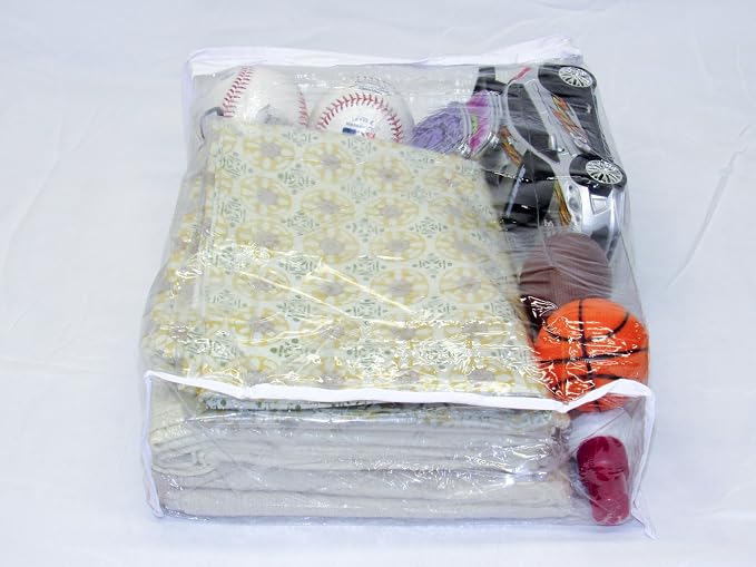 Heavy Duty Vinyl Zippered Closet Storage Bags (Clear) for Sweaters, Blankets, Comforters, Bedding Sets and Much More! (11" x 15" x 4") 2.9 Gallon 20-Pack - Image 4