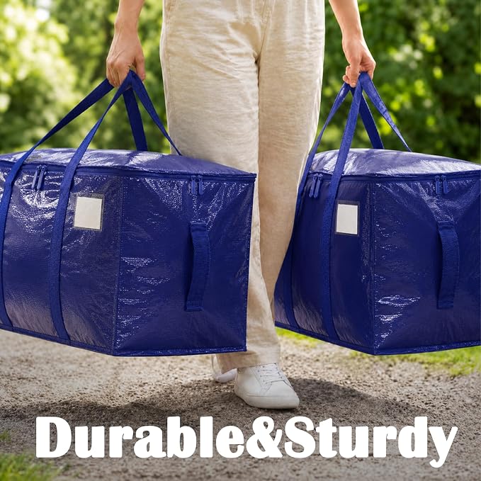 Songrey Heavy Duty Moving Bags, 4 Pack Large Storage Bags with Zipper & Handles, Waterproof Totes Bags for Clothes Packing, Moving, College Supplies, Home Organization - Image 6