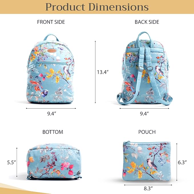 Maison d' Hermine Backpack for Women Men Cotton Shoulder Multipurpose Rucksack with Small Pouch Lightweight Multi Pocket Bag for Travel Work Beach Perfect for Spring Summer (Equinoxe - Blue) - Image 5