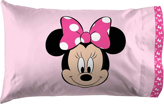Jay Franco Disney Minnie Mouse Kids Twin Sheet Set, 3 Piece Super Soft Microfiber - Deep Pocket Fitted, Flat & Pillowcase, Breathable, Machine Washable, Girls Bedding (Official Disney Product), Pink - Image 3