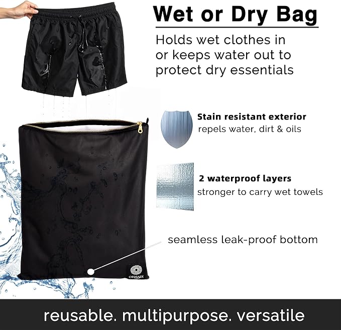 Ornadi Antimicrobial Wet Gym Clothes Bag Waterproof Bacteria Odor Control | Inhibits odor-causing bacteria, 2 layer Flex-fit, Machine washable, For gym, sweat, swim & travel laundry - Image 4