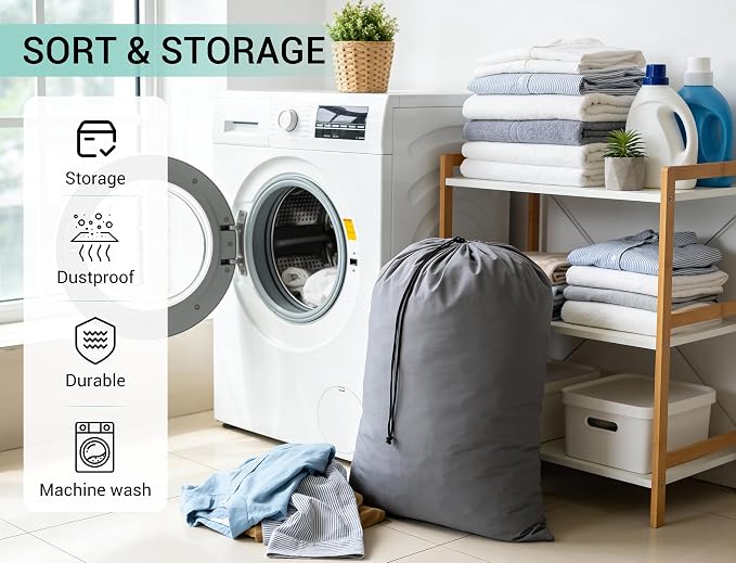 ZPECC Bulk Travel Laundry Bag,Extra Large Heavy Duty Laundry Bags 24 Pack,Washable Dirty Clothes Organizer for Commercial College Dorm Hotel Camping and Home Storage 30x40(Grey) - Image 5