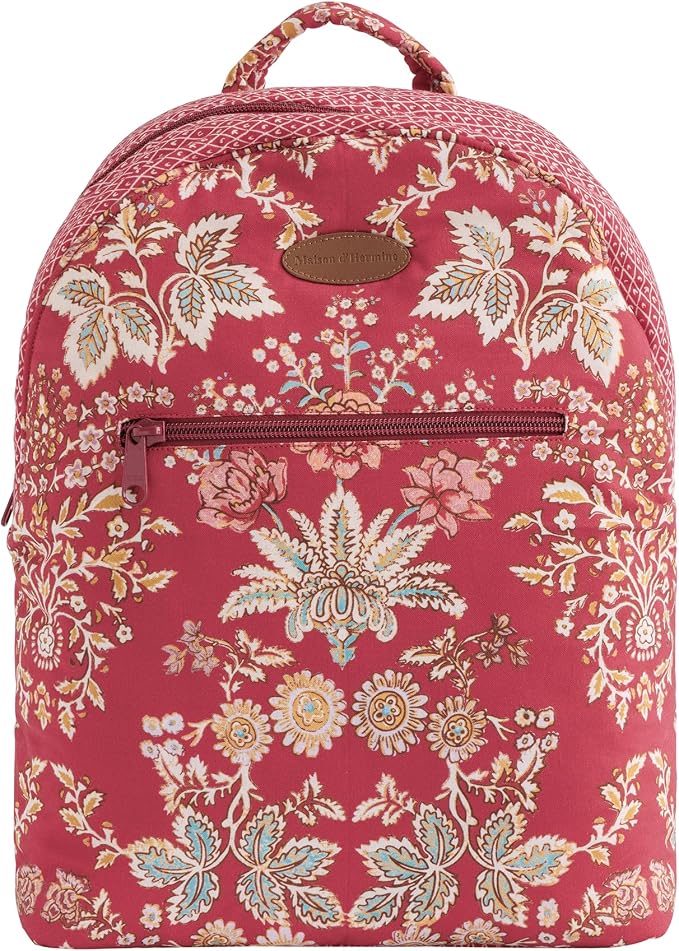 Maison d' Hermine Backpack for Women Men Cotton Shoulder Multipurpose Rucksack with Small Pouch Lightweight Multi Pocket Bag for Travel Work Beach Perfect for Spring Summer (Marquise - Red) by MaisondHermine