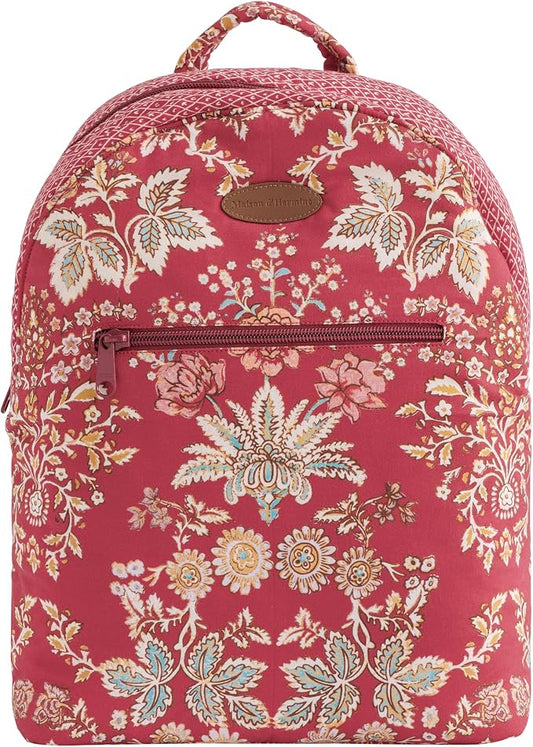 Maison d' Hermine Backpack for Women Men Cotton Shoulder Multipurpose Rucksack with Small Pouch Lightweight Multi Pocket Bag for Travel Work Beach Perfect for Spring Summer (Marquise - Red) by MaisondHermine